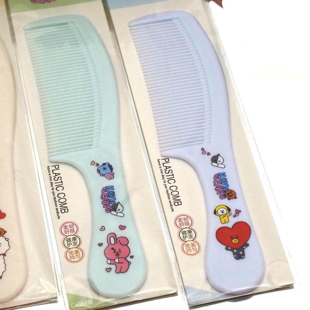 Sisir Gagang Karakter BT21 Sisir Rambut Rapat Lurus Motif Karakter BTS Korea Lucu Warna Warni