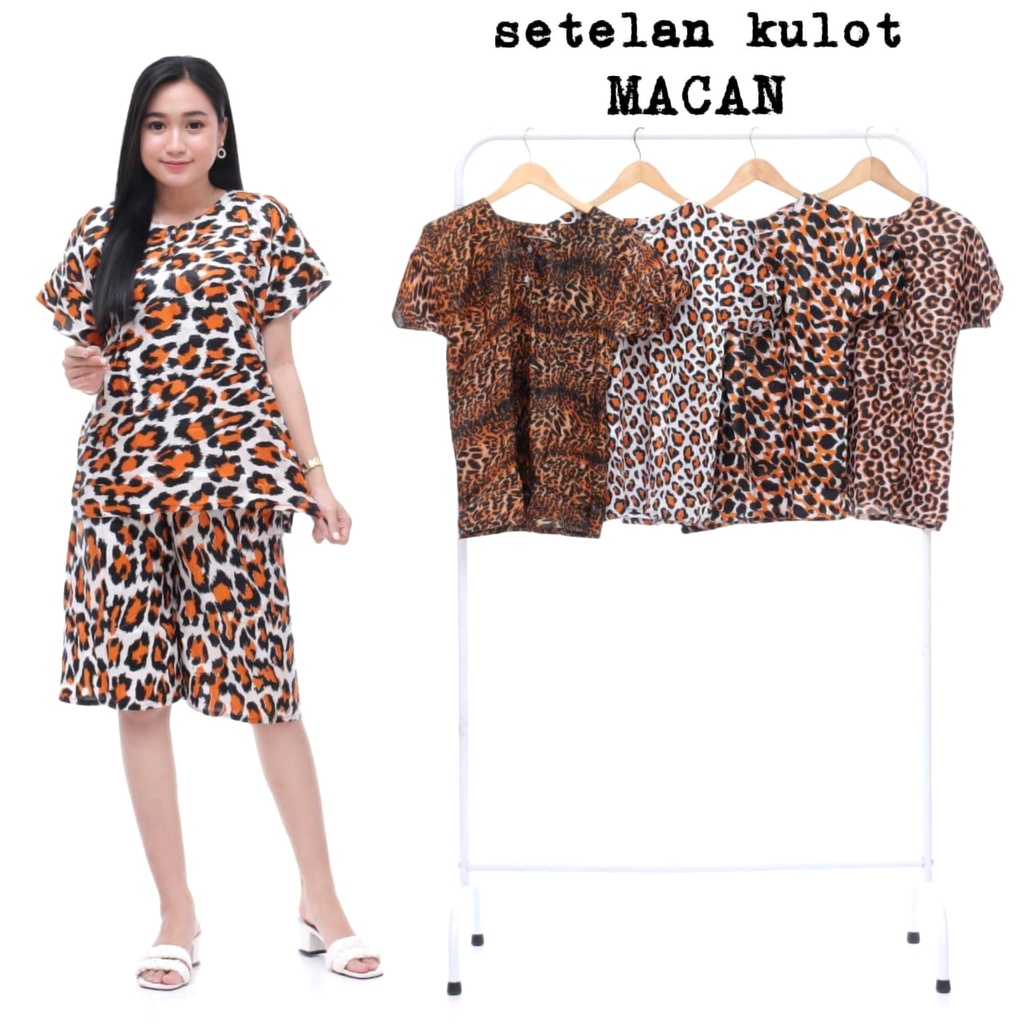 BAJU TIDUR WANITA SETELAN ONESET PIYAMA KULOT KEKINIAN  BUSUI BUMIL ( SHABBY LEBAH AURORA MACAN HALIMA KAKTUS MALIKA SAYUR )-KULOT MACAN