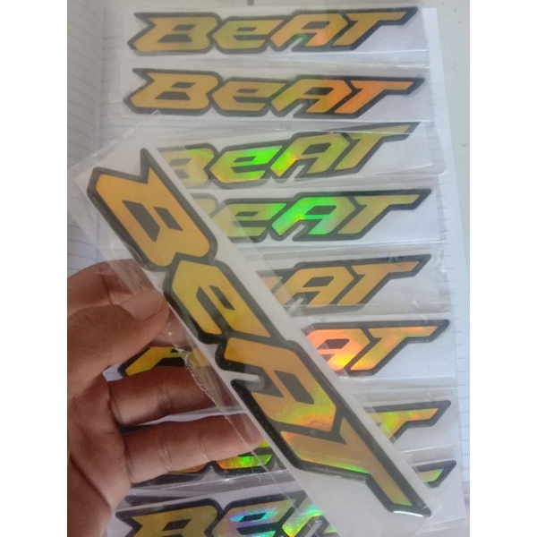 EMBLEM TIMBUL LOGO BEAT GOLD MERAH BIRU CHROME THAILAND KUALITAS TERBAIK TERMURAH