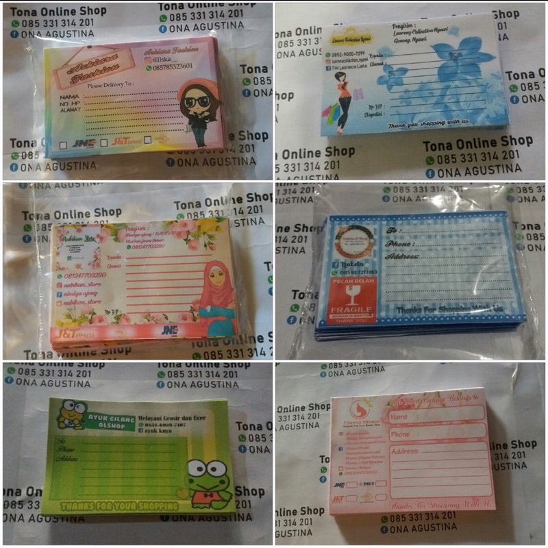 

label pengiriman custom
