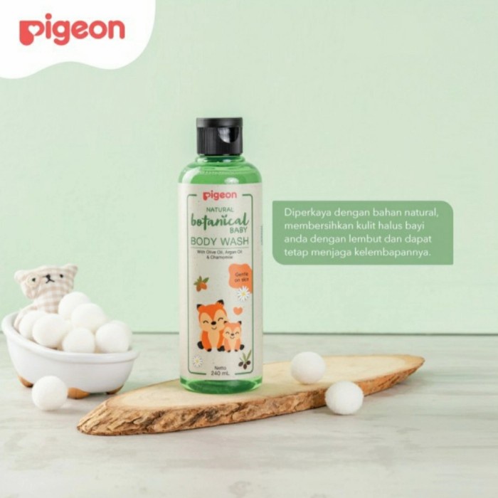 PIGEON Natural Botanical Baby Body Wash 240ml Sabun Bayi Olive Oil