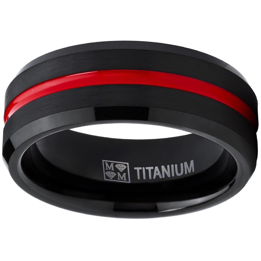 Cincin Bahan Stainless Steel 316l Warna Hitam Merah Untuk Pria Dan Wanita