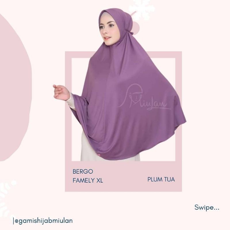 Miulan Bergo Famely XL Bergo tali jumbo Hijab jumbo tali Hijab polos jumbo Hijab Instant Polos