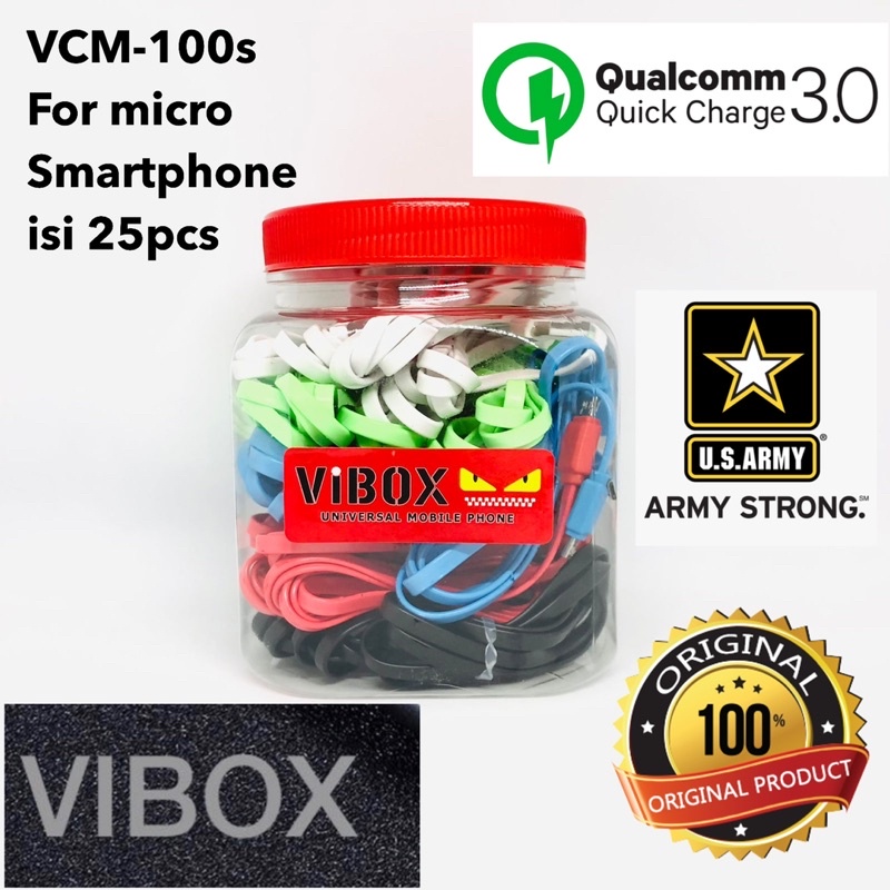 GROSIR PERTOPLES ISI 25PCS KABEL DATA VIBOX MICRO VCM100s FAST CHARGING FOR SMARTPHONE VCM-100s