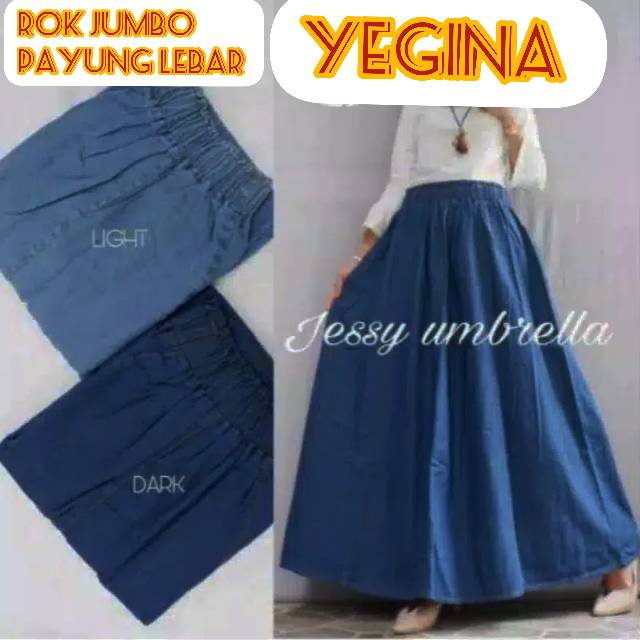 ROK JEANS JUMBO PAYUNG LEBAR POLOS BISA COD