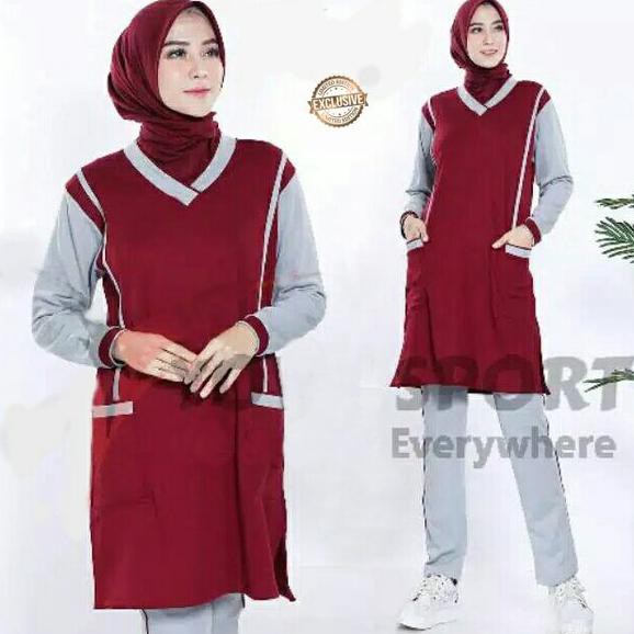 TRAINING WANITA MUSLIM SETELAN BAJU OLAHRAGA SETELAN BAJU SENAM WANITA HOODIE SETELAN OPP SETELAN