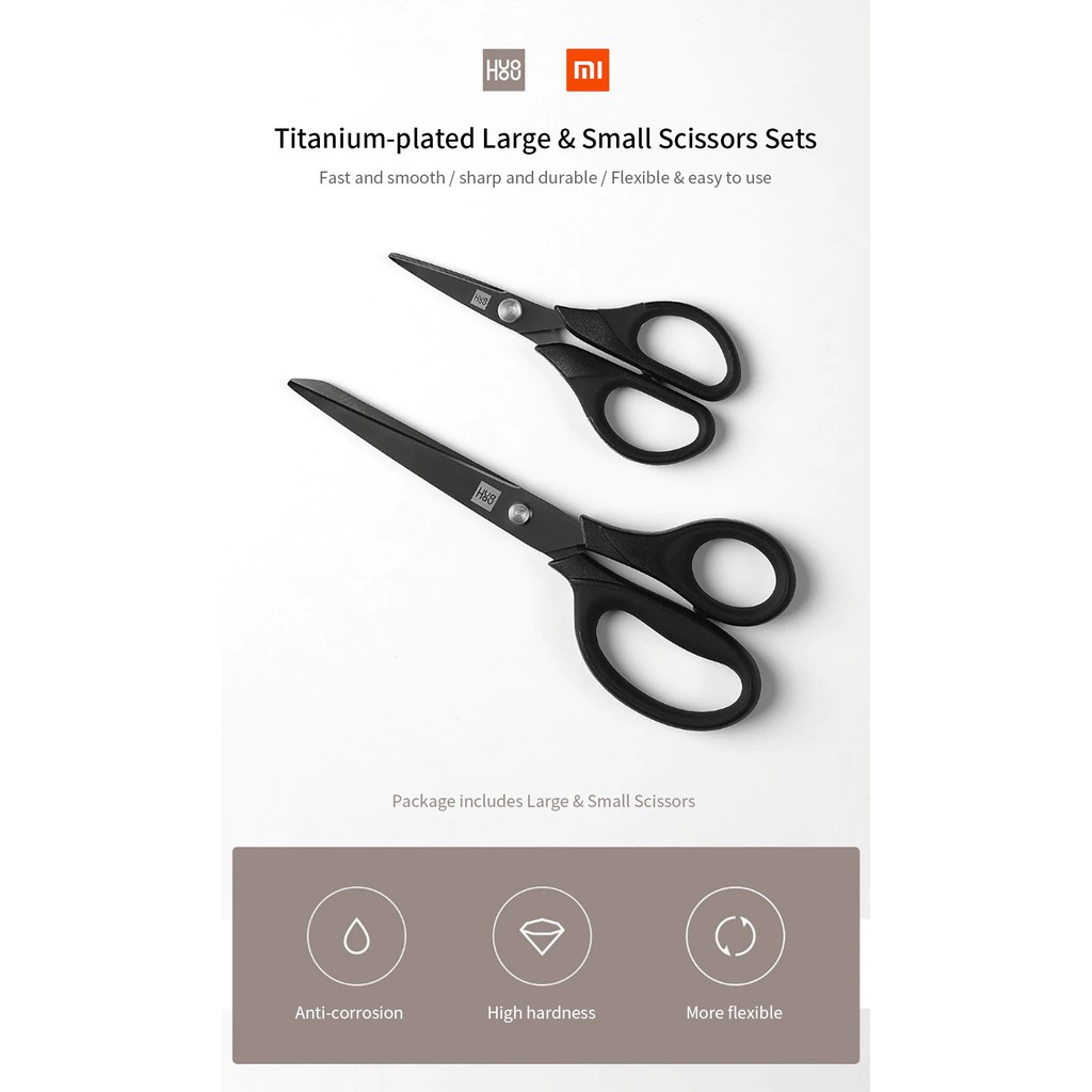 XIAOMI HUOHOU Titanium-Plated Scissors Set of 2 - HU0030 - Gunting Serba Guna Anti Karat XIAOMI