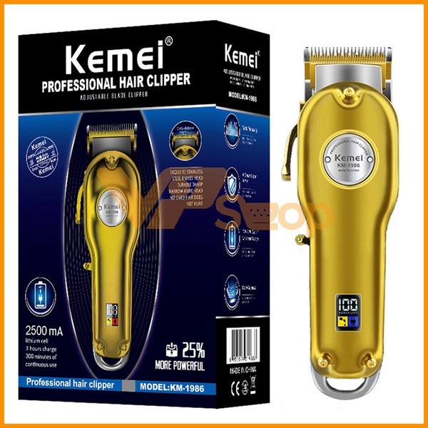 Kemei km-1986 gold all metal digital LCD wireless hair clipper-original