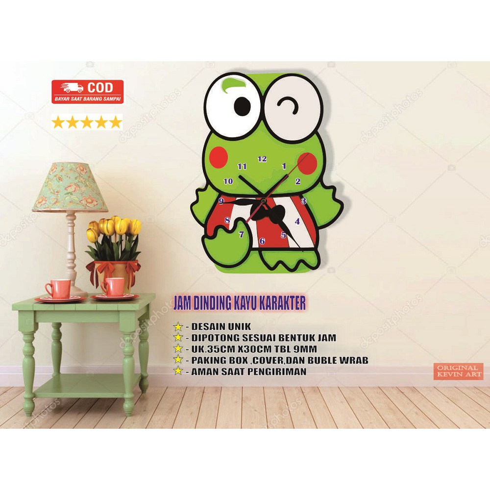 Jual JAM DINDING BESAR KEROPI HIASAN PAJANGAN RUMAH CUSTOM HANDMADE MURAH DEKORASI WALLDECOR KARAKTER Indonesia Shopee Indonesia