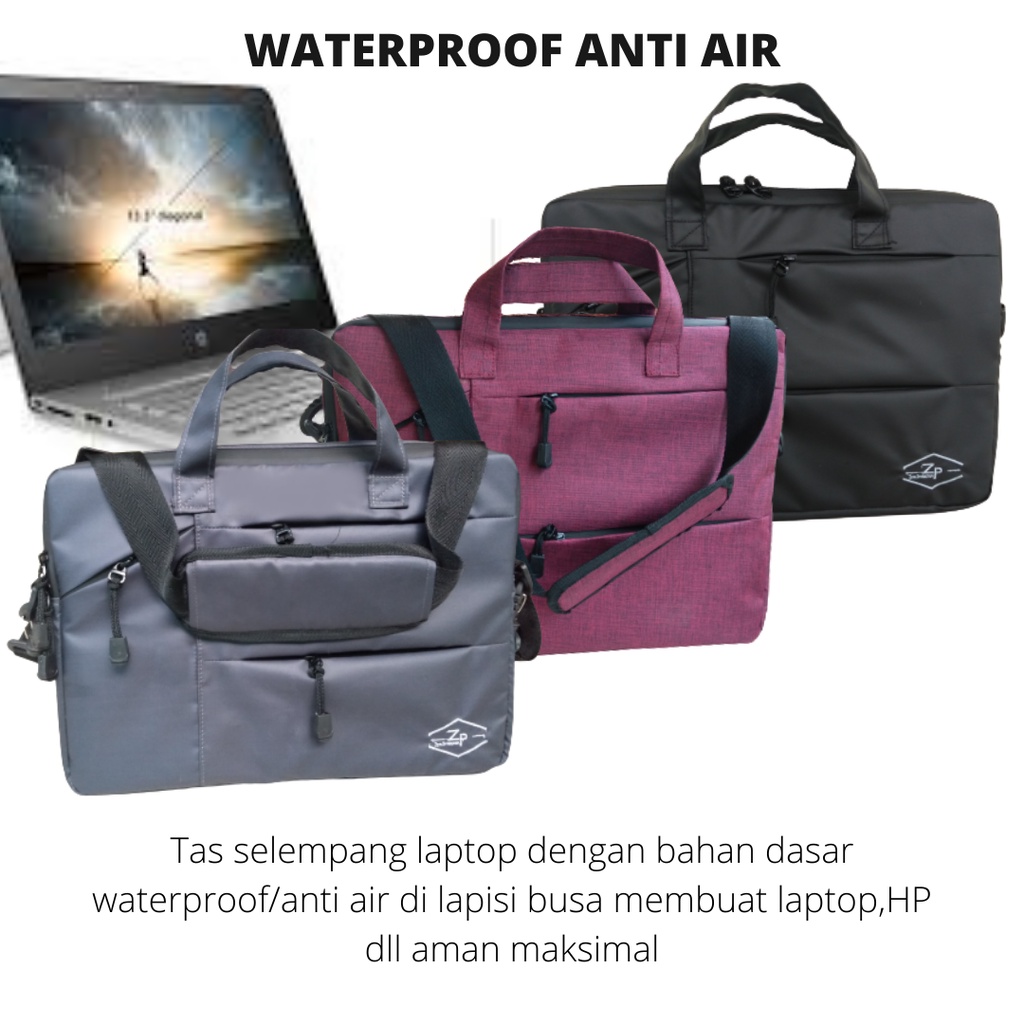 Tas Laptop 14 Inch Pria Wanita Jinjing Selempang Anti Air Waterproof Tas Leptop 13 - 14 inch Tenteng Slempang Laki Cewek Tas Laptop Shoulder Bag Anti Air Waterproof