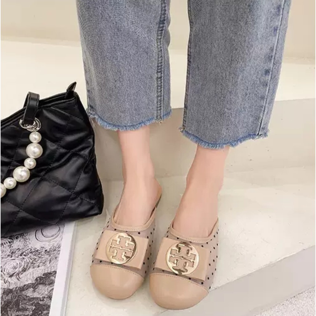 RYX - Polka Circle Sandal Flat Mules Fashion Casual - Ori Import