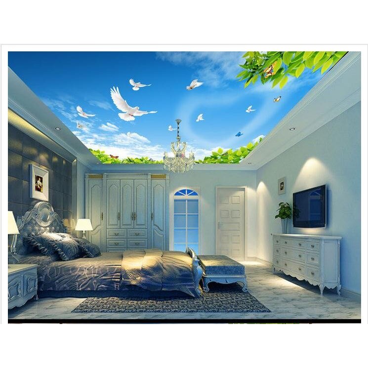 Penjual Wallpaper Custom Semarang, Custom wallpaper plafon Awan 3D, wallpaper plafon langit Awan 3D.