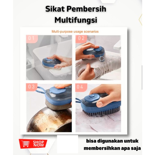 Sikat Baju Pembersih Multifungsi 3in1  / Multifunction Cleaning Brush Dispenser Tempat Sabun  3in1 bisa ganti kepala sikat sesuai keperluan/ sikat sponge nilon serbaguna / sikat hidrolik lantai kuali sepatu wastafel