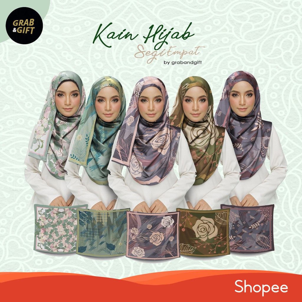 Kain Hijab Segi Empat Motif 100 x 100 cm Fashion Jilbab Kerudung Floral