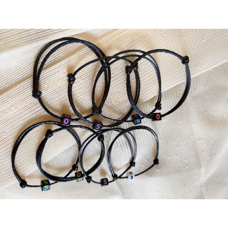 GELANG Angka Kotak Hitam Bisa couple Tali waterproof dan Satin