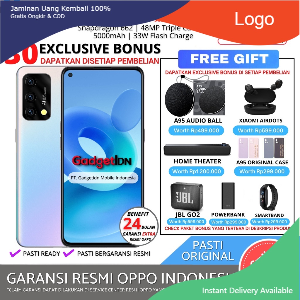 OPPO A95 13/128GB ( 8GB + 5GB EXTEDED RAM ) GARANSI RESMI OPPO