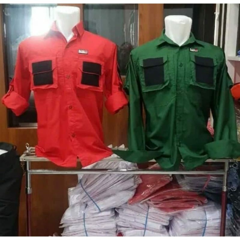 KEMEJA DRONE - KEMEJA PDL RIPSTOP WARNA HITAM - CREAM - MERAH - HIJAU - ORANGE