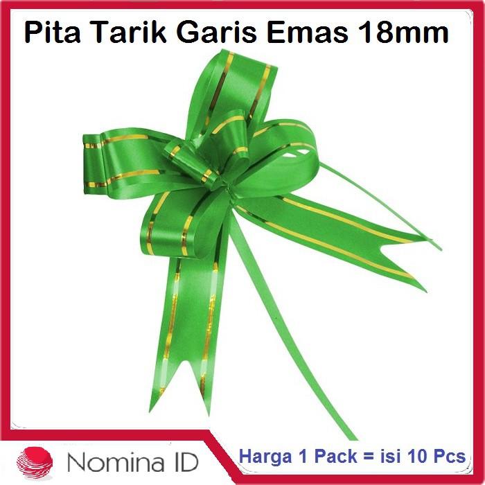 

C258 Pita Tarik 18 mm Lis Emas Serut Parcel Kado Souvenir 18 Gold Stripe