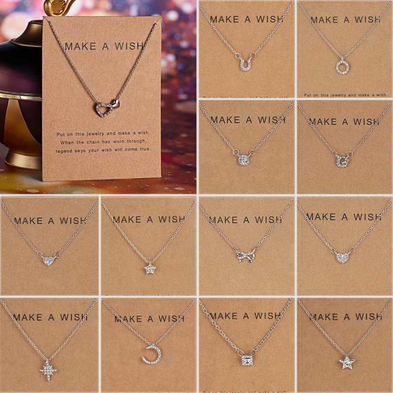 Best Wish Kalung Rantai Silver Dengan Liontin Tulisan Best Wish Untuk Wanita