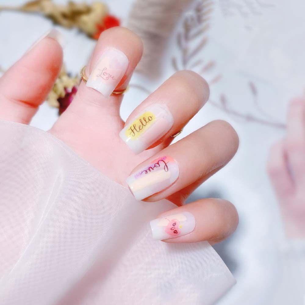 AUGUSTINA Agustina Kartun Stiker Kuku Huruf Pelangi Burung Bunga DIY Dekorasi Nail Art