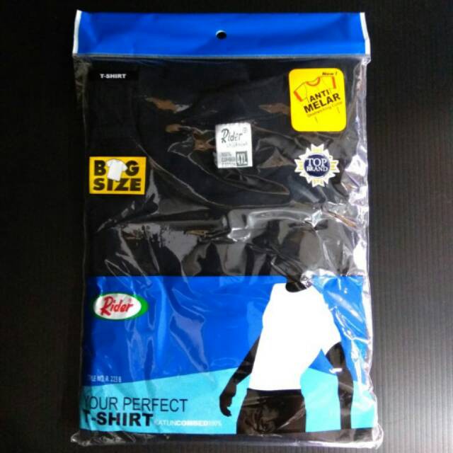 Kaos Oblong BIG SIZE  Rider ROUND NECK 223 BSW HITAM ISI-1 PCS