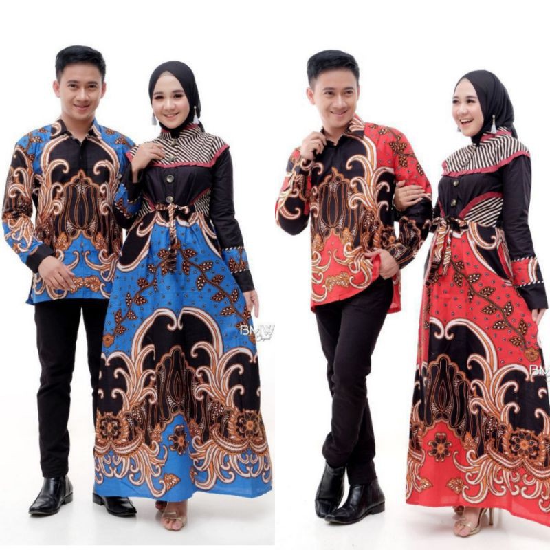 Baju Gamis Couple Keluarga Batik Dress Fashion Muslim Kebaya Busui Murah Jumbo Pekalongan Kekinian