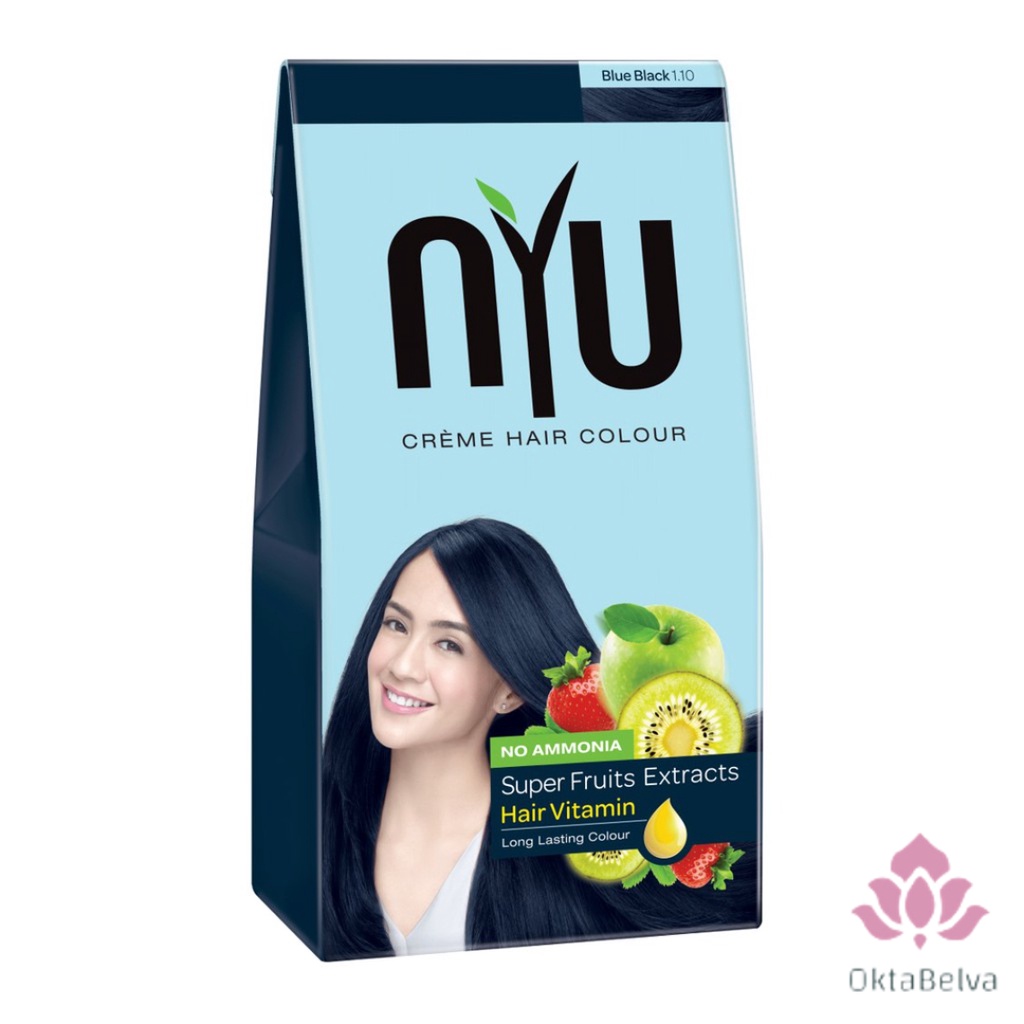 NYU Creme Hair Colour Blue Black | Pewarna Rambut Biru Hitam |  Ekstrak Buah Super |