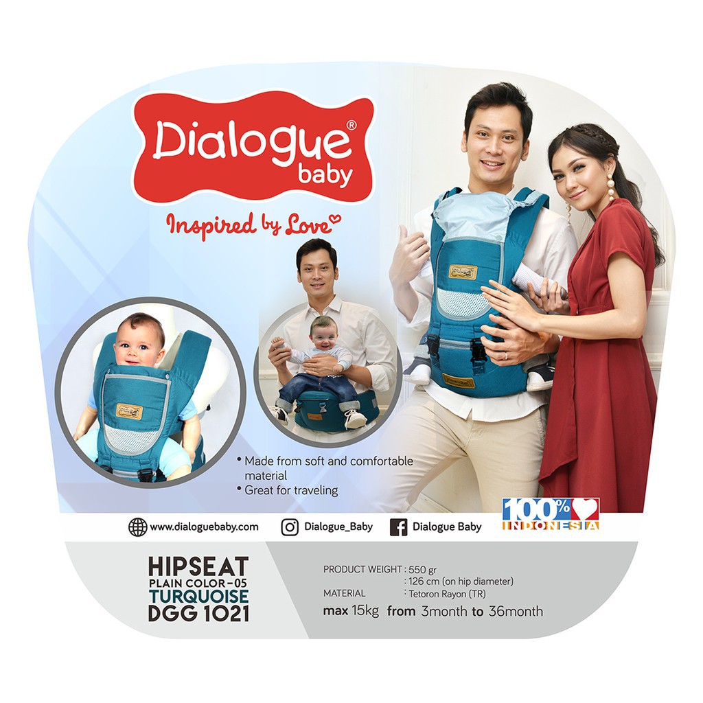 Makassar - Dialogue Gendongan Hipseat Plain Color Turquoise DGG1021 | Gendongan Bayi