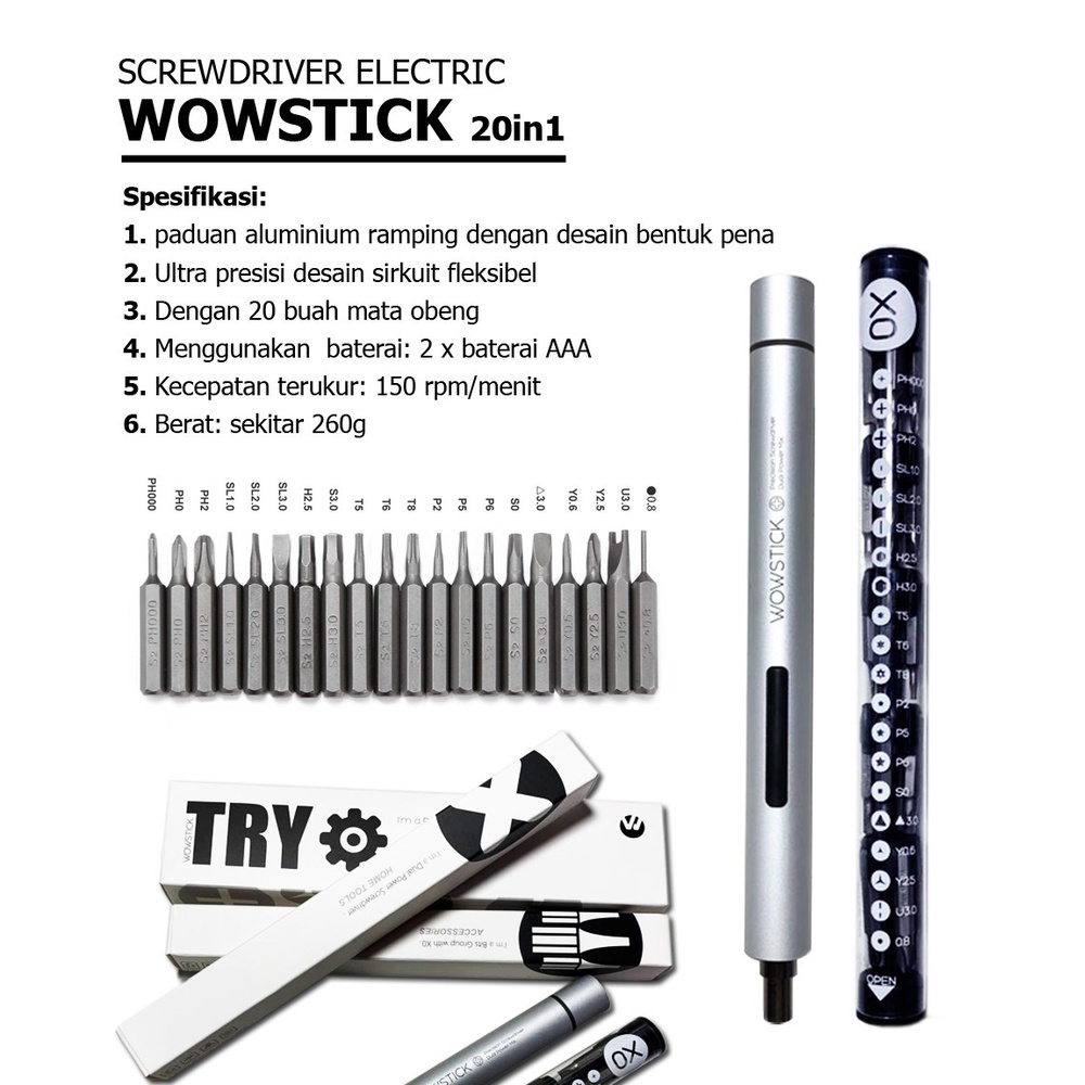 Obeng Elektrik Wowstick SCREW DRIVER 20in1