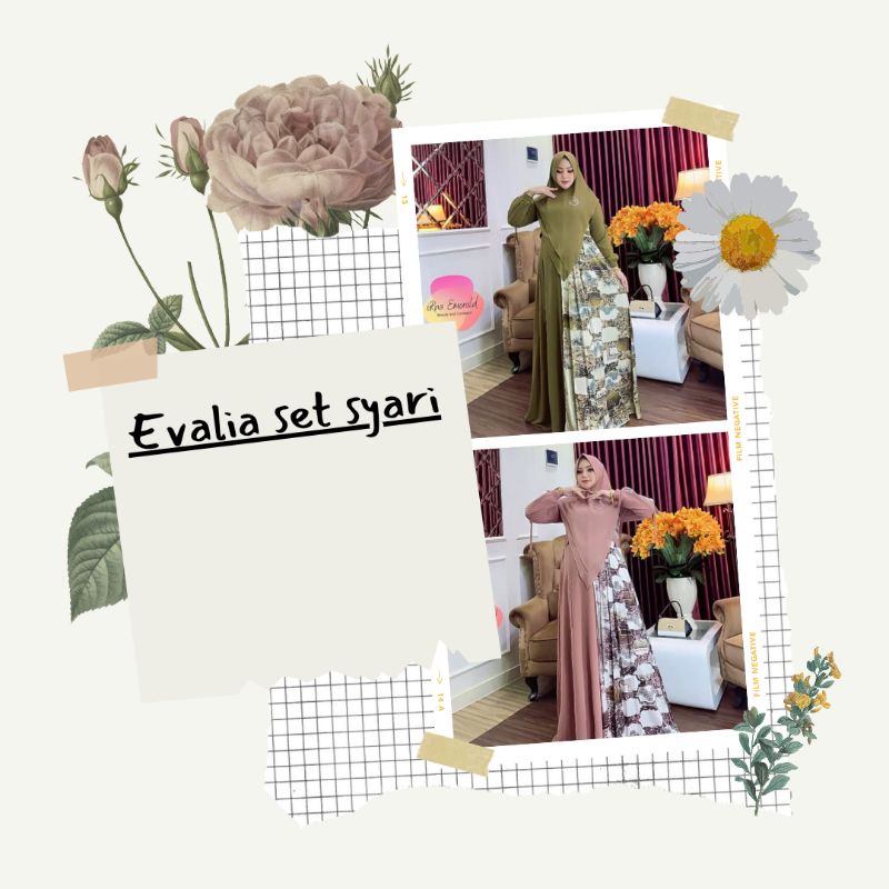 Gamis terbaru// Evalia set syari by irna gallery (PO KIRIM 8 SEPT)