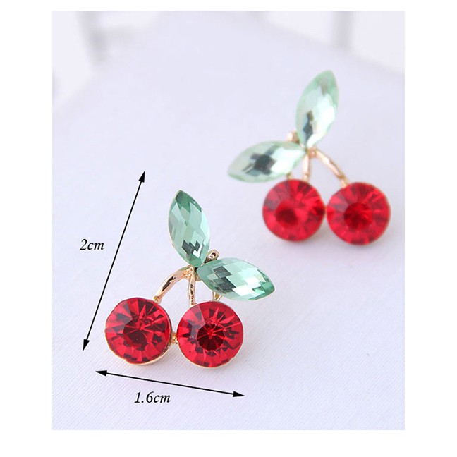 LRC Anting Tusuk Fashion Red Cherry Earrings A5720