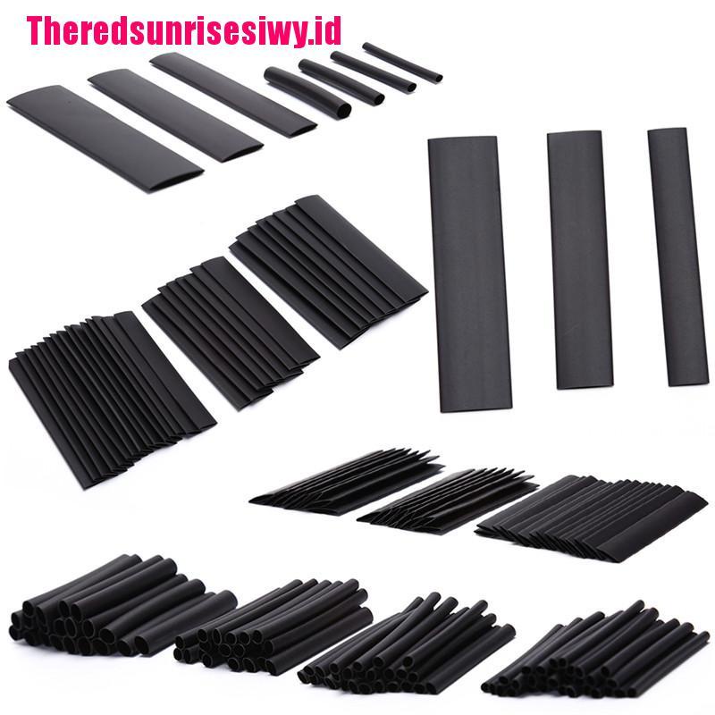 【Theredsunrisesiwy.id】Fashion 127Pcs Black Glue Weatherproof Heat Shrink Sleeving Tubing Tube Assortment Kit