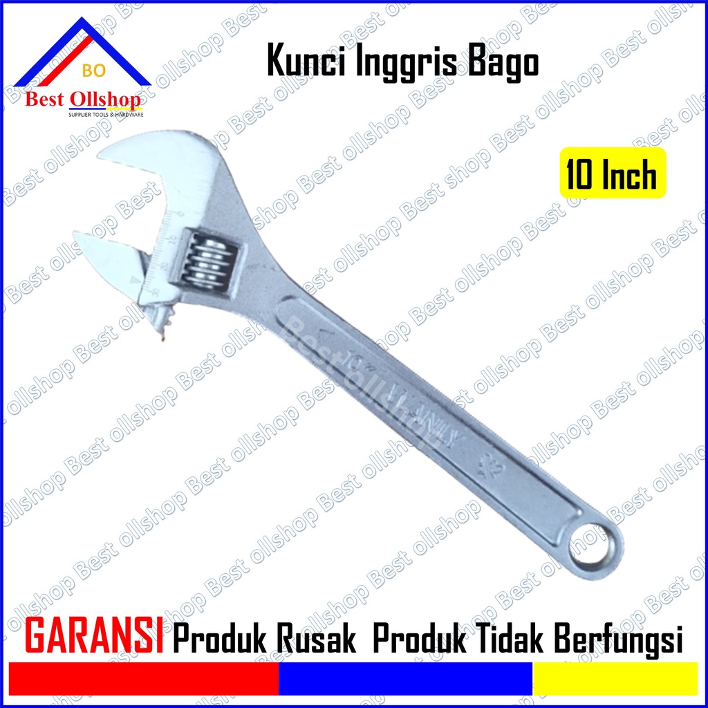 Kunci Bago 10 inch / Kunci Konci inggris Ingris Bako Bagong 10 inch Hex Adjustable Wrench 250 MM RRT