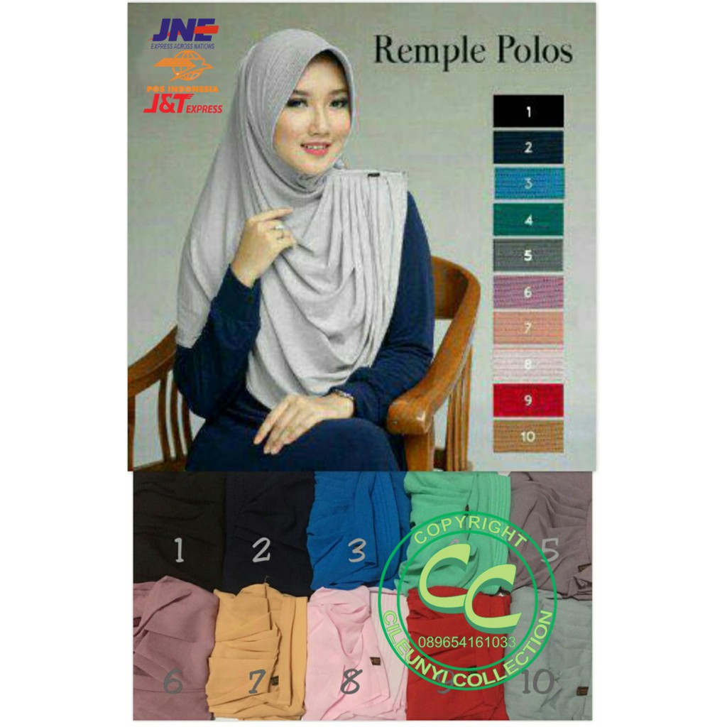 Rample Polos / Hijab Instant Remple Polos / Jilbab Bergo High Quality Hijab Diamond Georgette