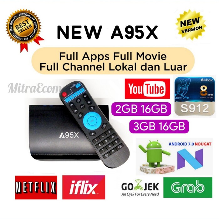 New Android Smart TV Box A95X Full Apps Full Channel ORI
