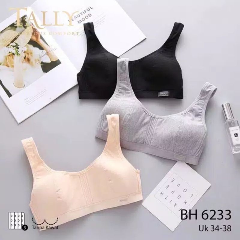 TALLY BRA BH HARIAN / SPORT 6233 (TALI PUNDAK LEBAR) I CUP A | TANPA KAWAT I TANPA BUSA I SIZE 34-38