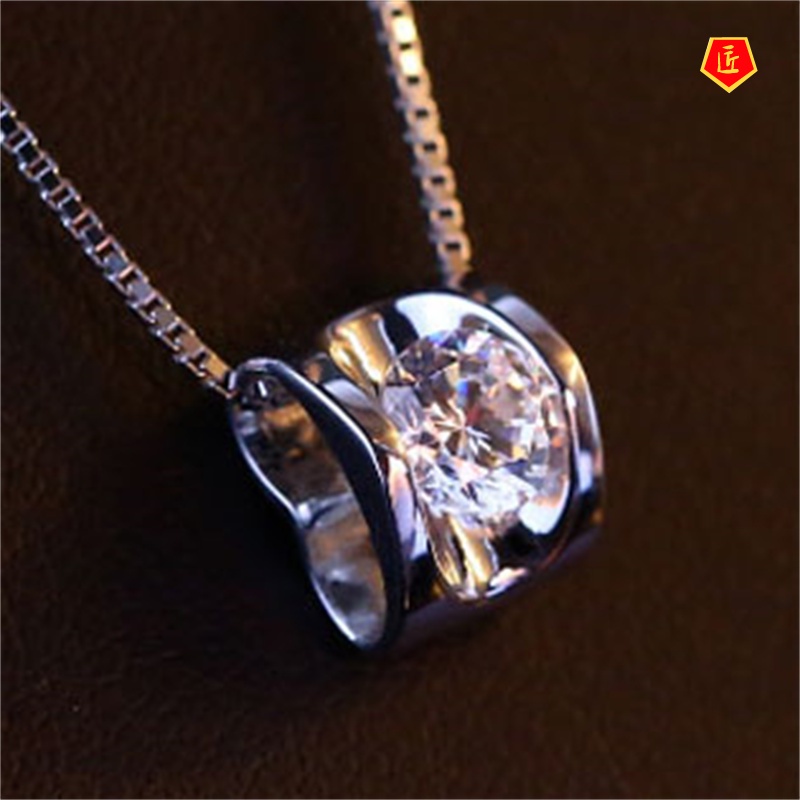 [Ready Stock]Korean Style Women's Fashion Crystal Pendant Zircon Heart-Shaped Necklace Simple Temperament