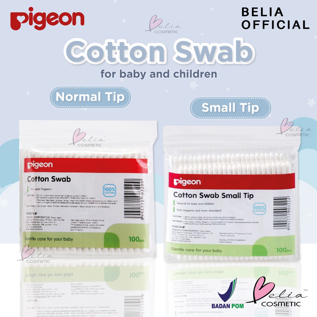 ❤ BELIA ❤ PIGEON Cotton Swab Bayi Baby Anak Children | Pembersih telinga | Cotton Bud Small Tip | Regular Tip | Mix (✔BPOM)