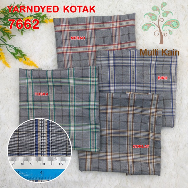 bahan multi kain katun tenun yarndyed kotak / salur basik basic