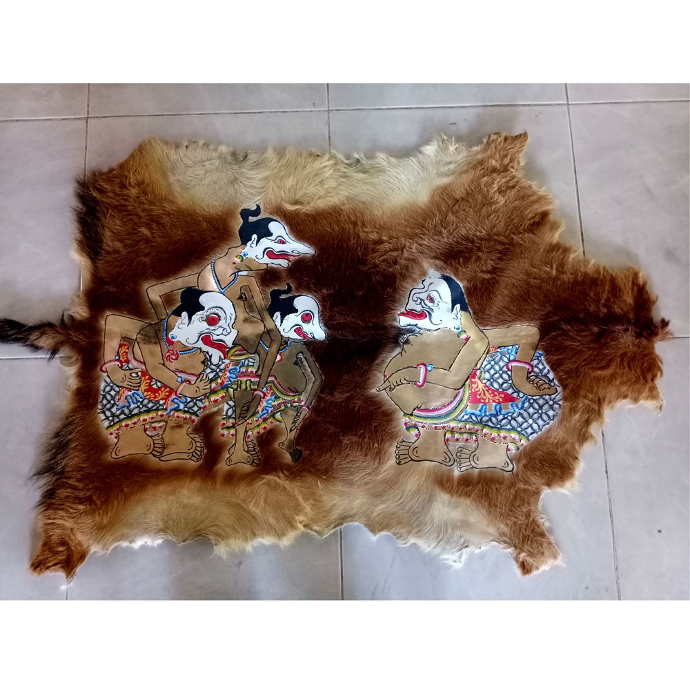 Lukisan Wayang Punokawan Kulit Kambing Full Body 77x55cm