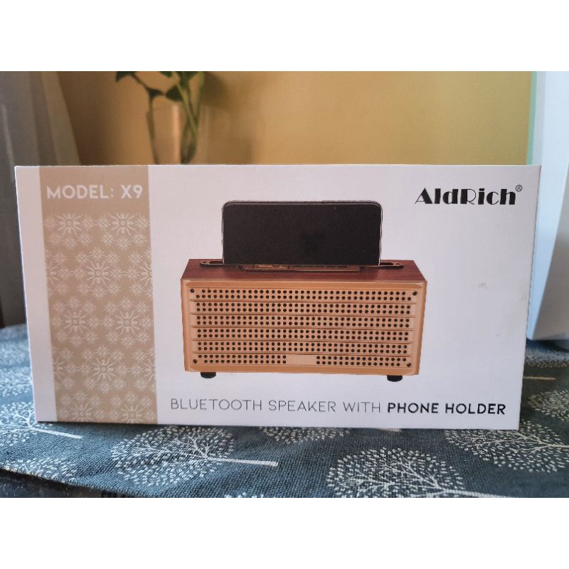 ALDRICH BLUETOOTH SPEAKER WITH PHONE HOLDER X9 WOODEN KAYU