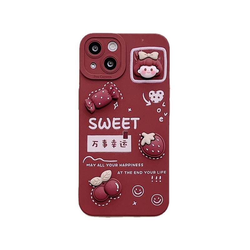 Boneka Tanah Liat Pola Casing Ponsel IPhone 12 13 11 Pro Max X Xs Max Xr 7 8 Plus Casing Silikon Ssa7