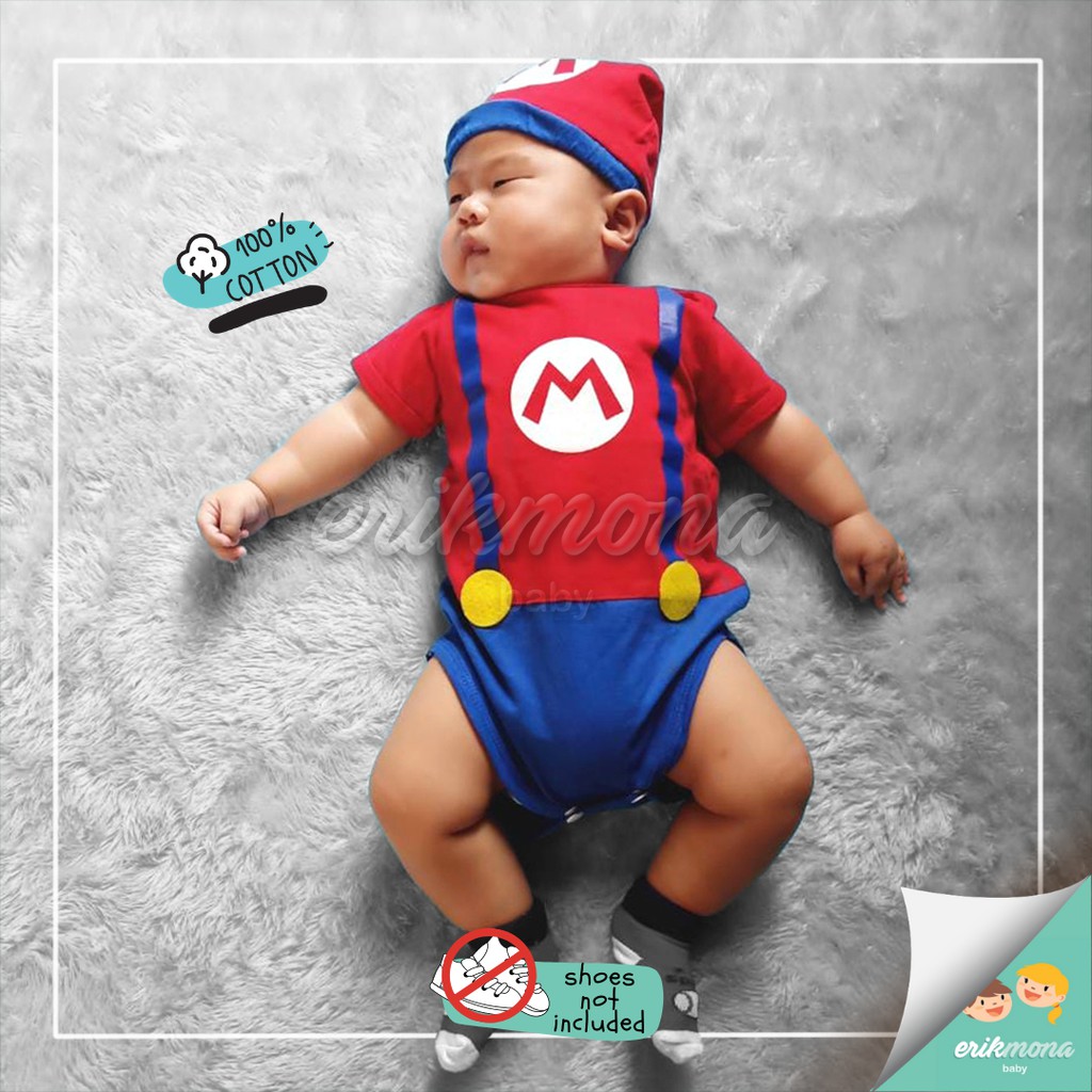 ❤️ baju bayi jumper bayi baju anak karakter mario bros lucu ❤️