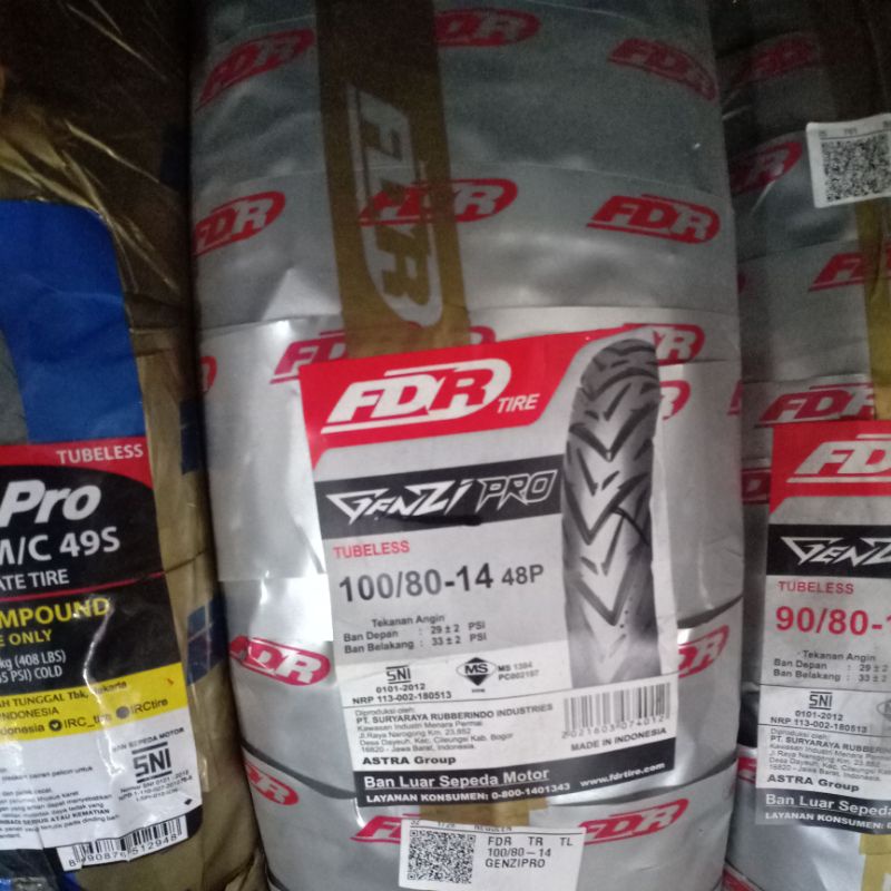 ban fdr genzi pro ring 14 ukuran 100-80/14