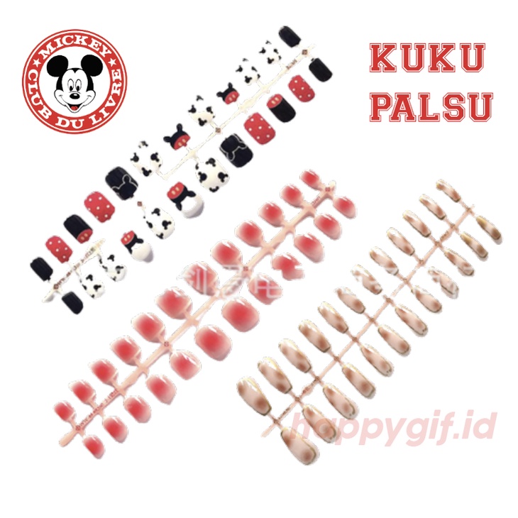 24 Pcs Kuku Palsu Mickey Fake Nail Manicure Sticker KU031