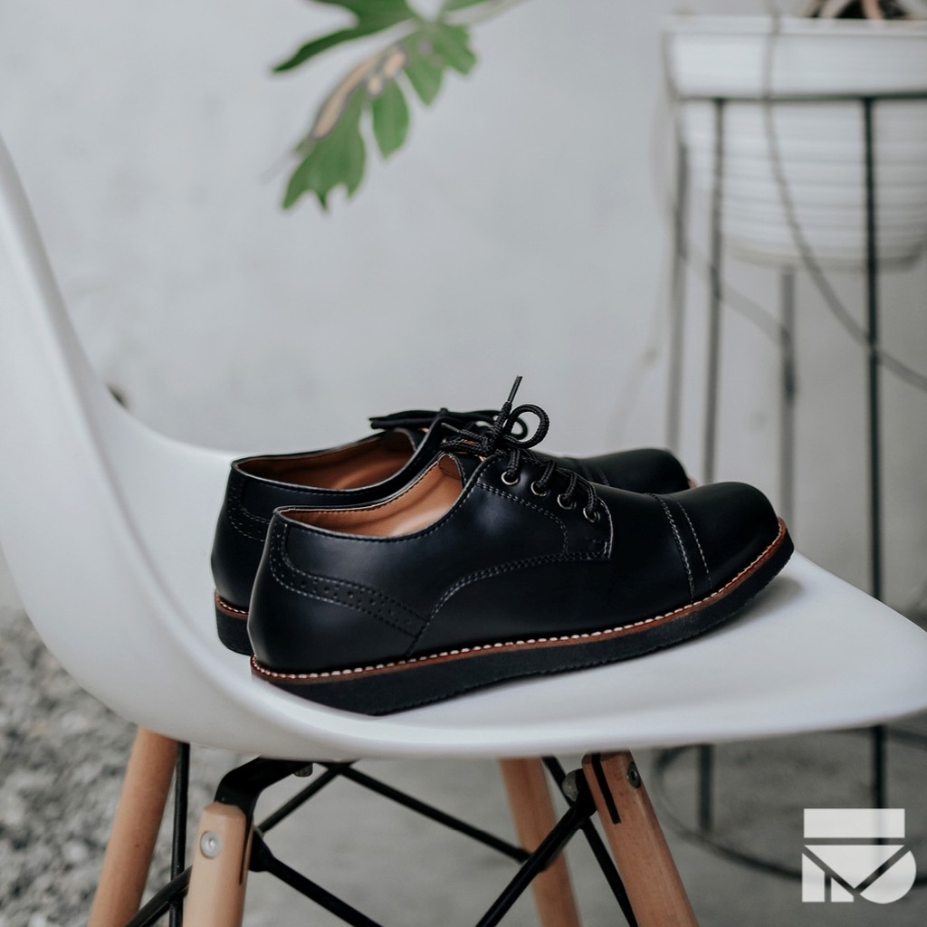 Sepatu Pantofel Pria Hitam Klasik Kulit Men Lokal Original Footwear Ori |Pedro Black| FORIND x FSTP