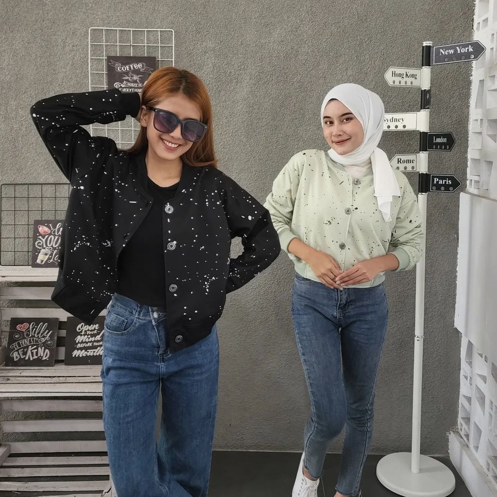 BLOTCHIS CROOPE OUTHER Sweater Jacket Wanita Oversize Pakaian Model Kardigan Fashion Terkini OOTD Kasual Korean Fashion Style