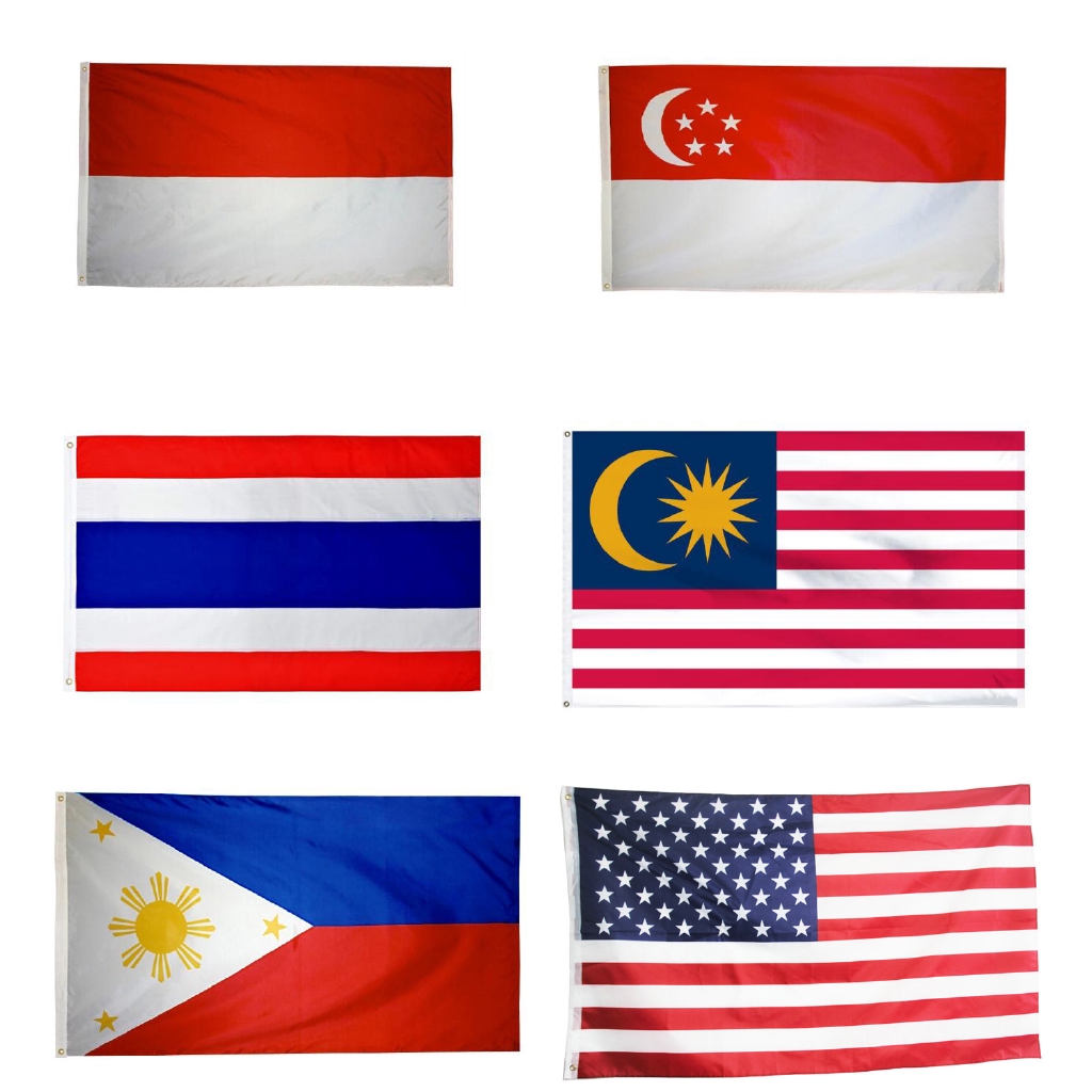 Bendera 90 150 Cm Singapura Malaysia Thailand Indonesia Filipina Bendera Amerika Shopee Indonesia