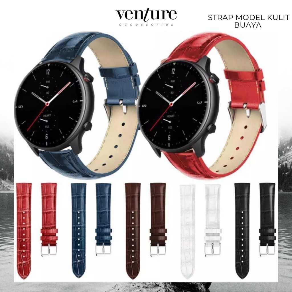 TALI JAM STRAP HUAMI AMAZFIT GTR 2 22MM MODEL LEATHER KULIT BUAYA