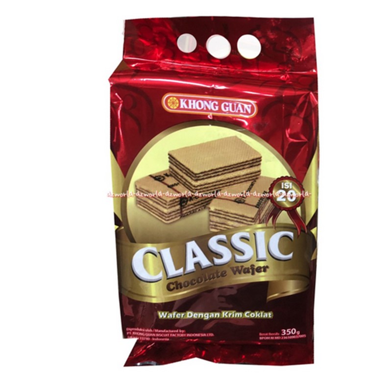 Khong Guan Classic Chocolate Wafer 350gr Dengan Krim Coklat Khongguan Kong Guan Waffer Cokelat